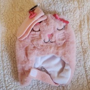 Plush Kitten Hat and Mitten Set